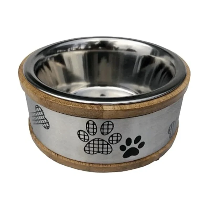 Bol en Stainless & Bois avec Motifs de Pattes