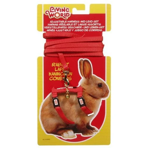 Living World Adjustable Harness and Lead Set For Rabbits, Red