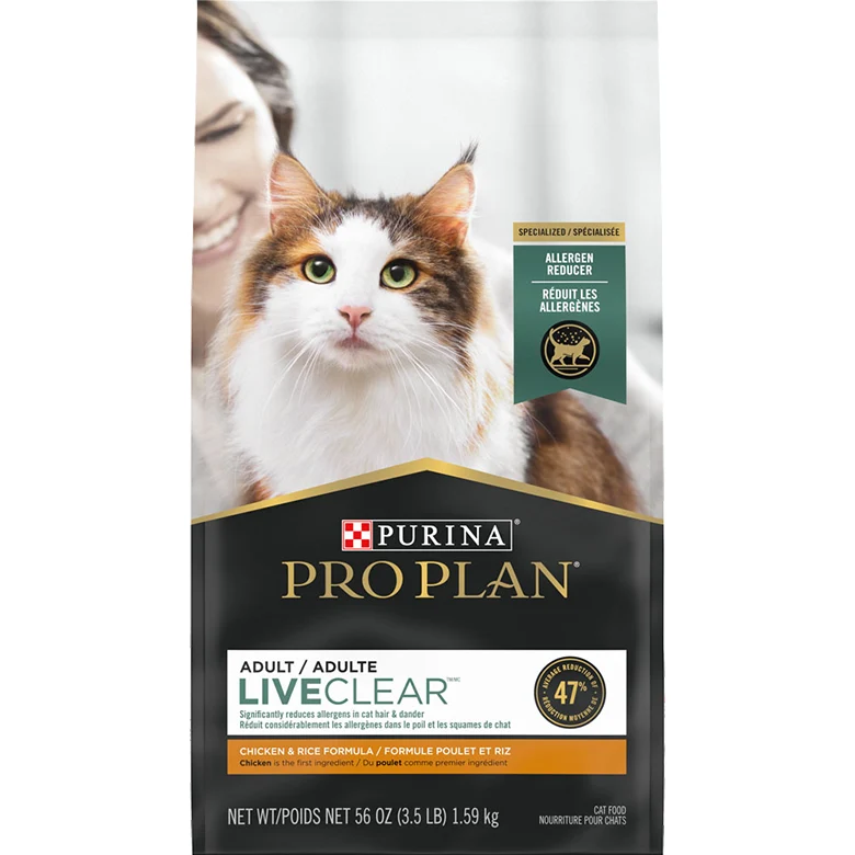 LiveClear Réduction des Allergies - Nourriture au Poulet & Riz pour Chats Adultes