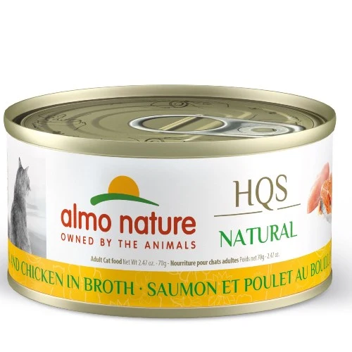 Almo Nature HQS Natural chat - Saumon et poulet au bouillon 70 gr