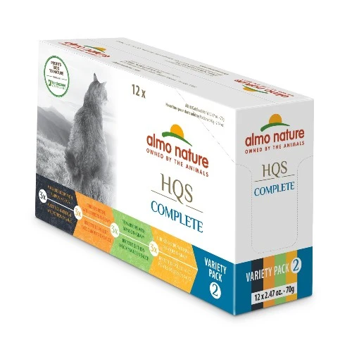 Almo Nature HQS Complete Chat - Caisse variée #2 - Poulet & carotte / Poulet & patate douce / Thon / Maquereau