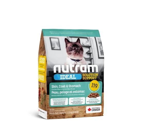 Nutram - Ideal - I19 - Peau - Pelage et Estomac Sensible - Poulet et Saumon - Chat
