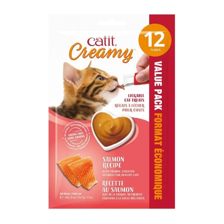 Catit - Creamy - Régals au Saumon - Paquet de 12 - Chat