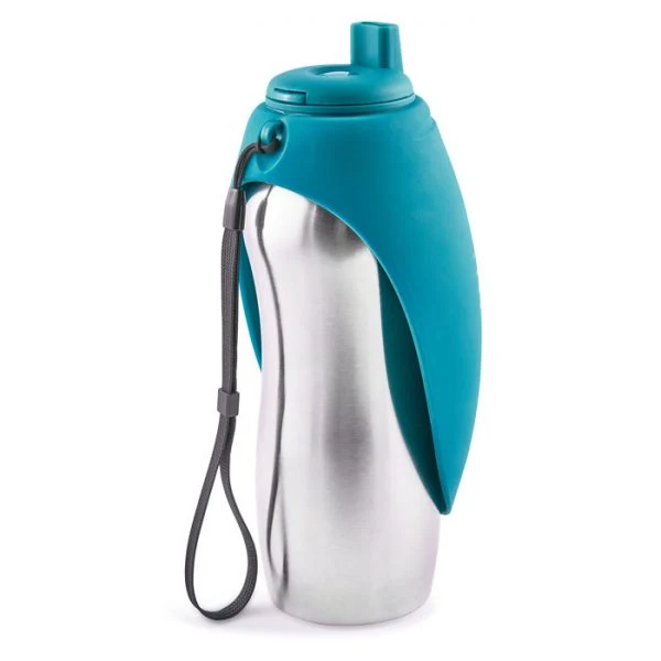 Bouteille d'Eau en Acier Inoxydable avec Bol Rabattable en Silicone