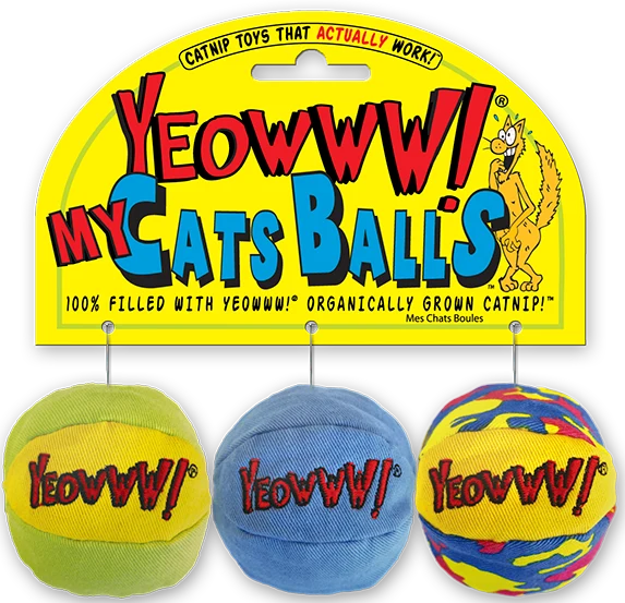 Ducky World - YEOWWW! 3 Balles colorées/Jouets d'Herbe à Chat - Chat