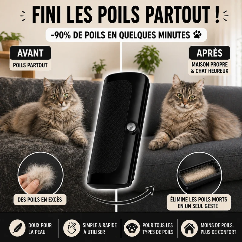 Brosse anti-mue pour chat – élimine les poils morts
