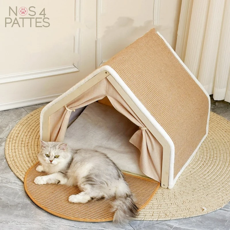 Maison cocon pour chat avec griffoir intégré – Nid confortable & sécurisé