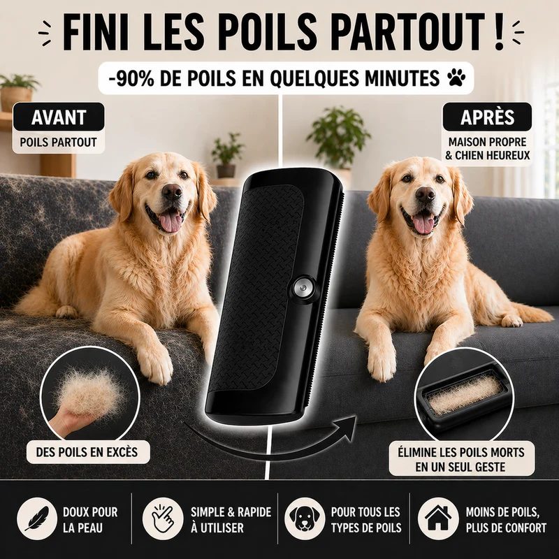 Brosse anti-mue pour chien – élimine les poils morts