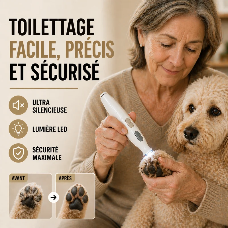 Mini tondeuse chien & chat silencieuse avec LED – coupe précise sans stress (pattes, oreilles, zones sensibles)