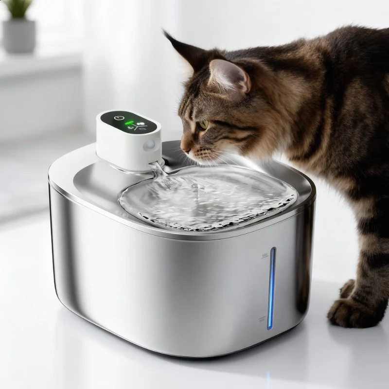 Fontaine a eau chat – Sans Fil avec Batterie Inox – FreeCat™