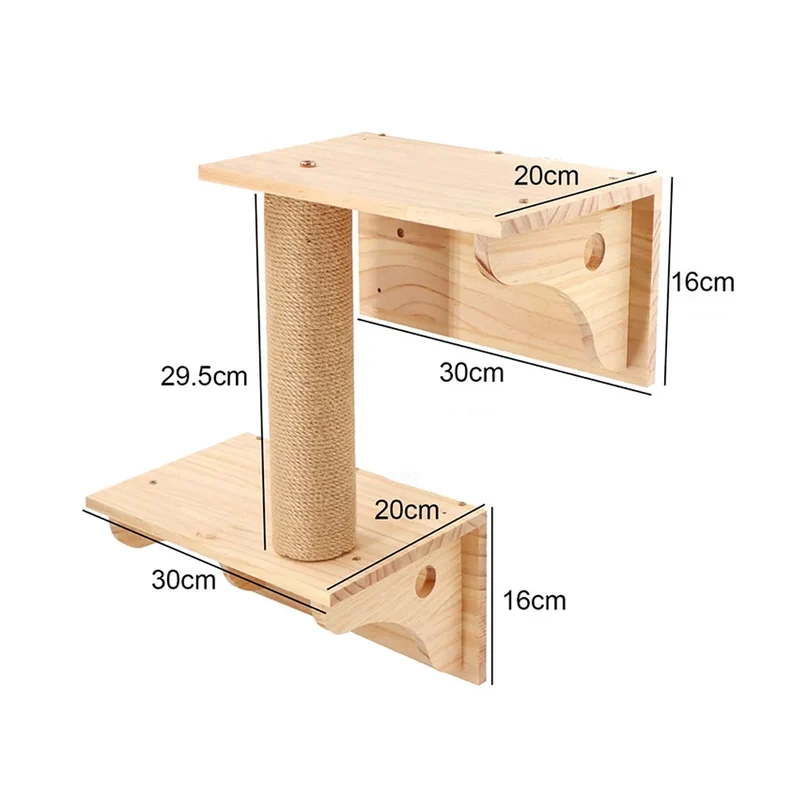 Wandmontierter Kratzbaum aus Holz - Feline Perch