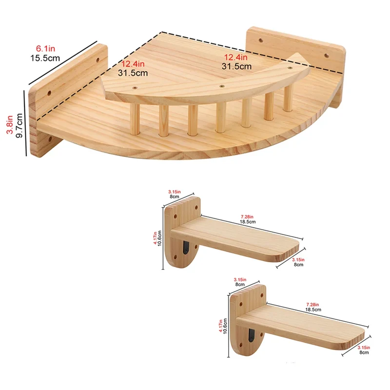 Kits pour arbre à chat Mural Bois - Perchoir, hamac et escaliers