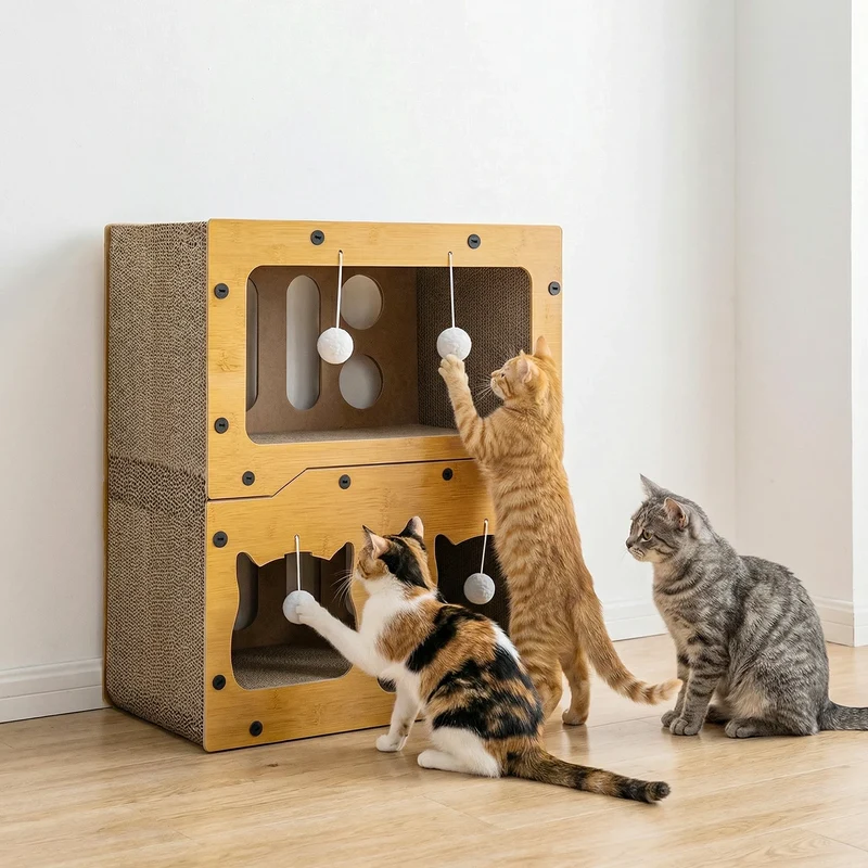 Maison griffoir en carton trois niveaux
