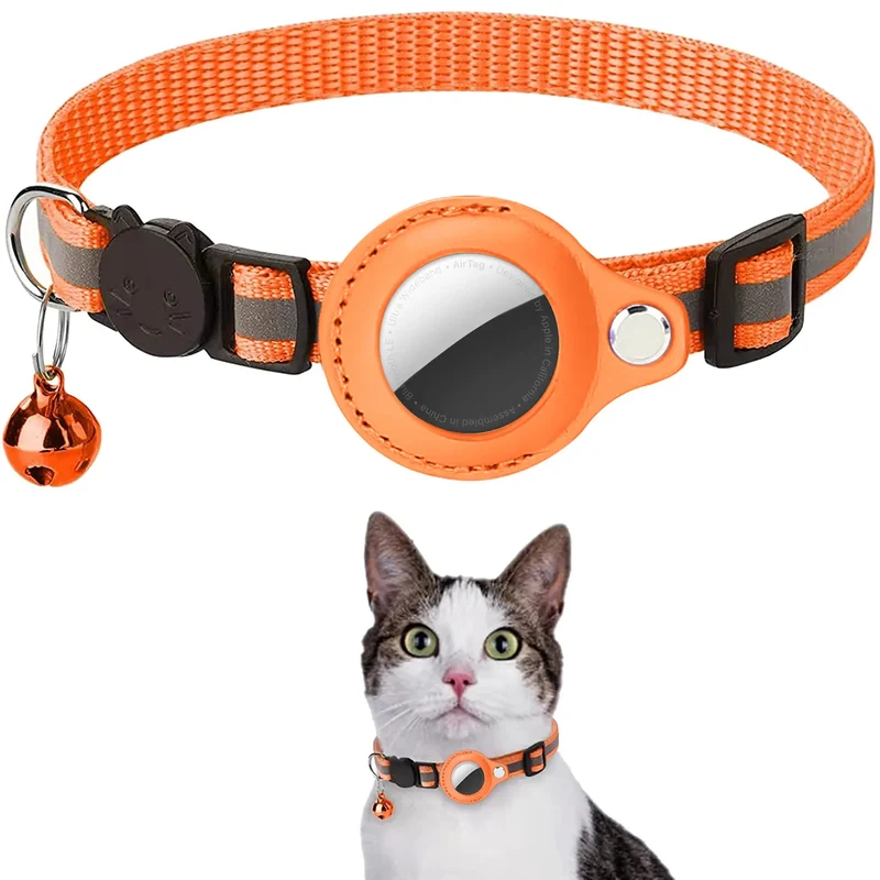 Collier chat porte-AirTag avec bandes réfléchissantes