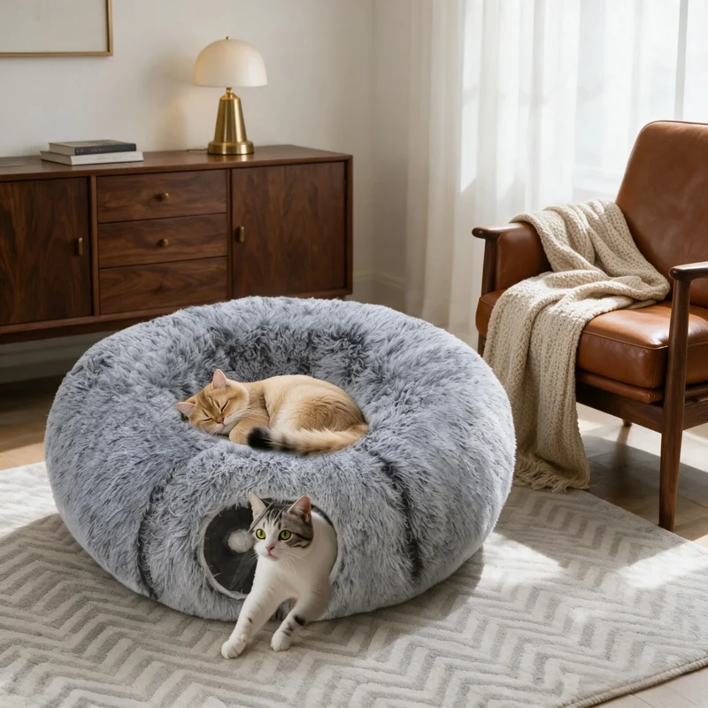 Tunnel et panier combinés en peluche