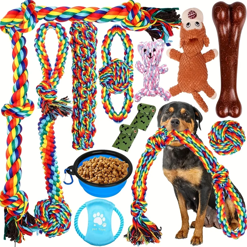 Lot de 7 jouets en corde pour chien