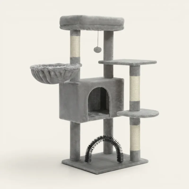 Arbre à chat gris – Neutre pour votre salon, parfait pour lui