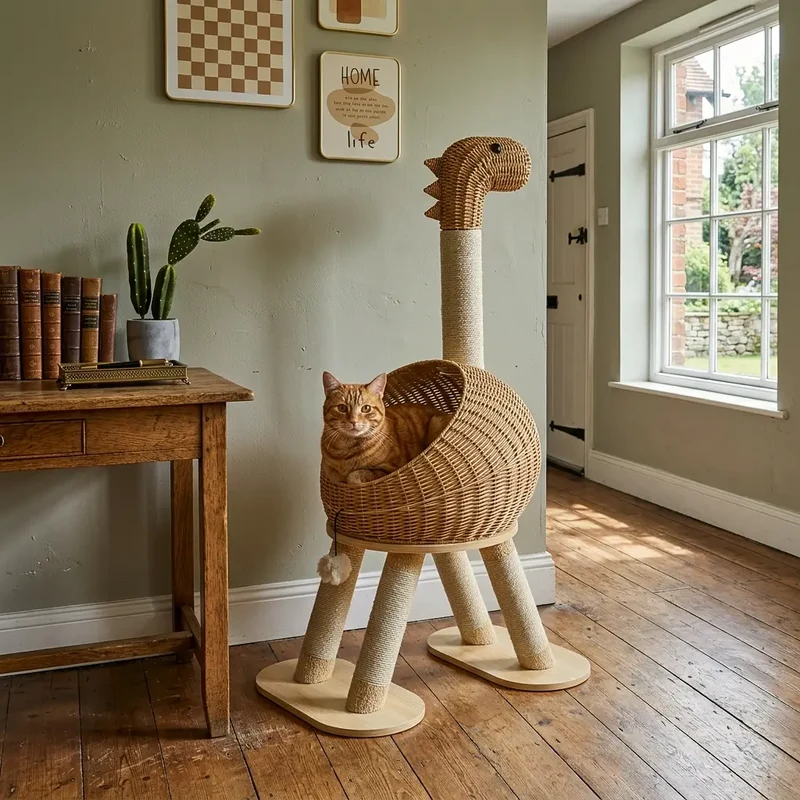 Arbre à chat design en osier – Osier tressé, chaleur naturelle