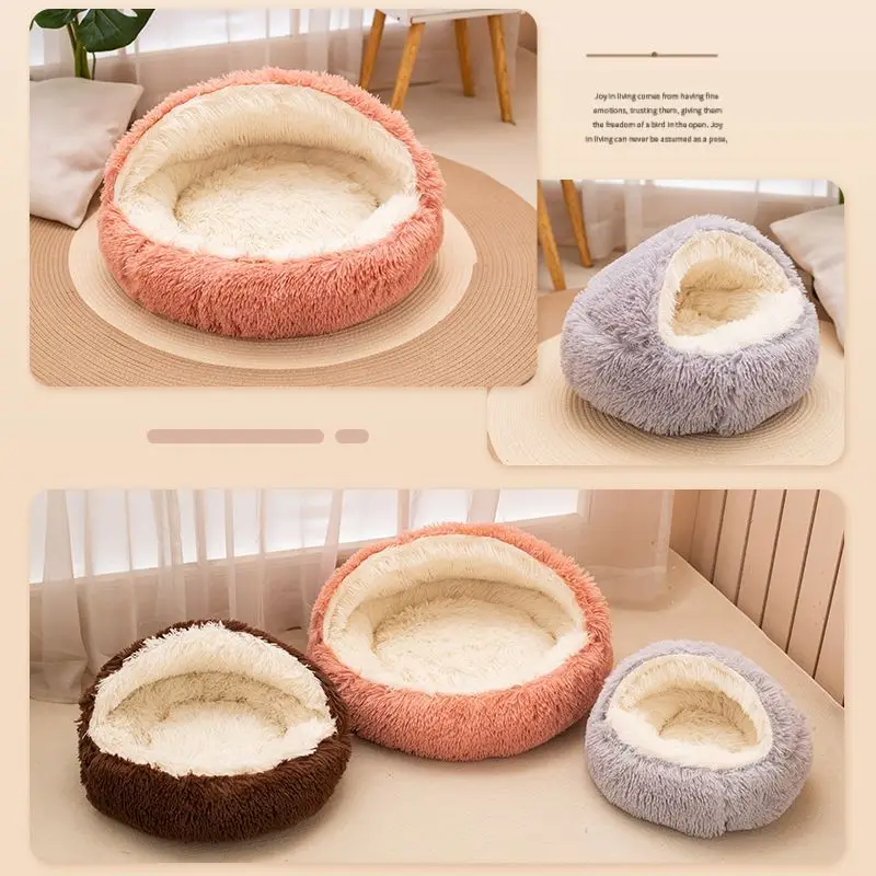 Panier rond semi-fermé en peluche