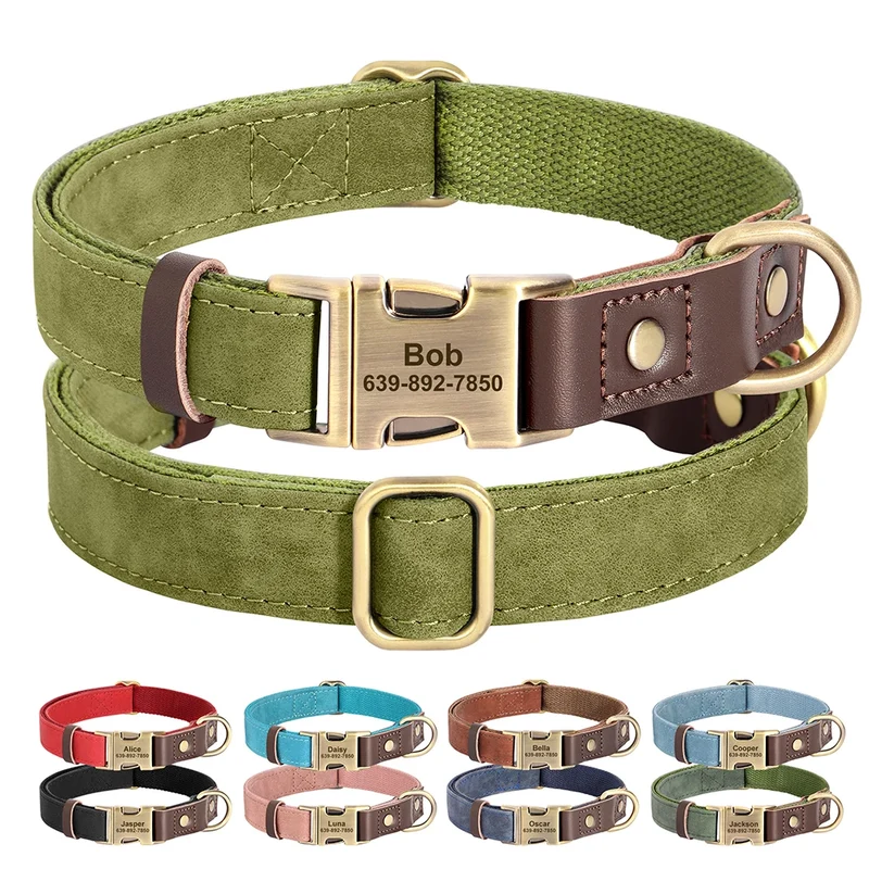 Collier en cuir PU personnalisable pour chien