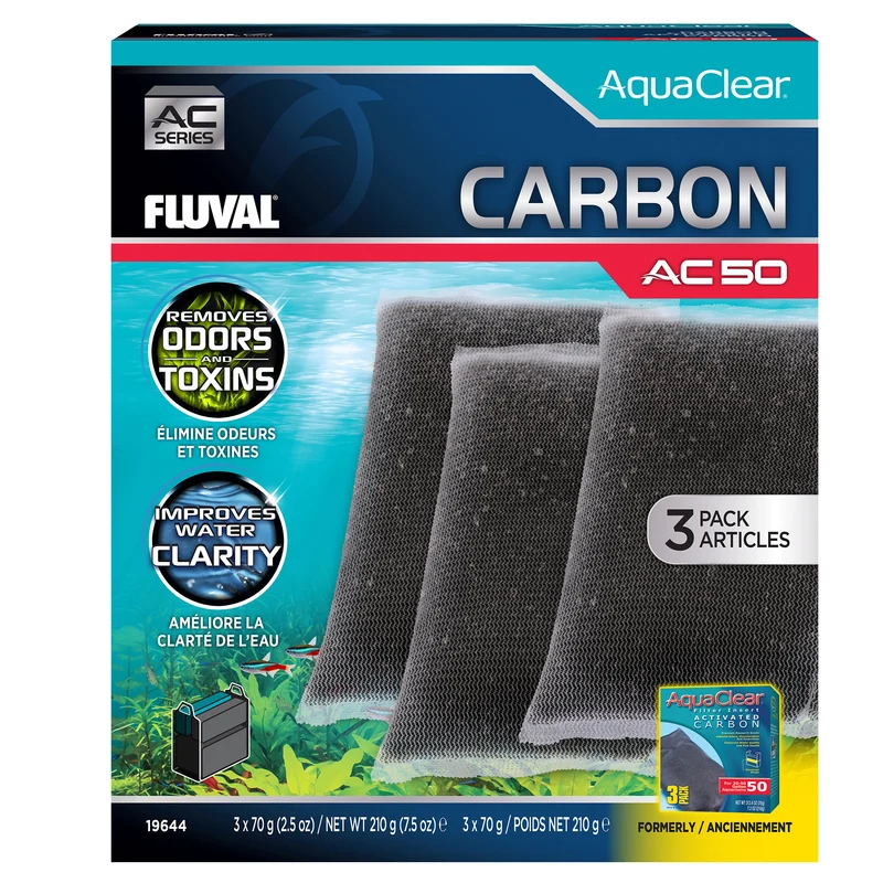 Carbon for AquaClear AC50 Power Filter, 7.5 oz / 210 g, 3-Pack