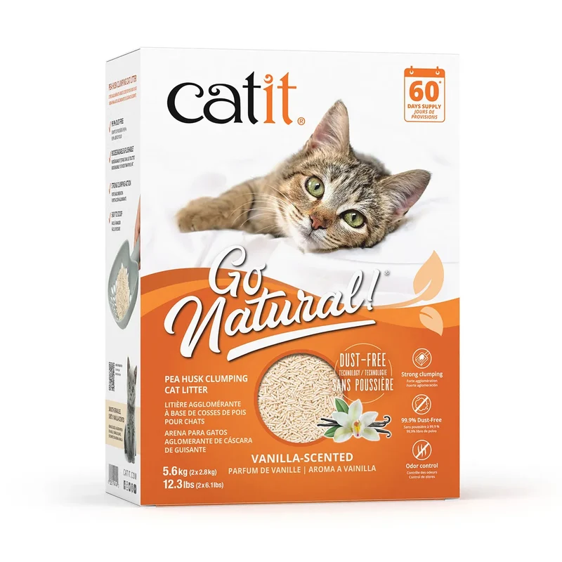 Go Natural! Litière Agglomérante à Base de Cosse de Pois Vanille