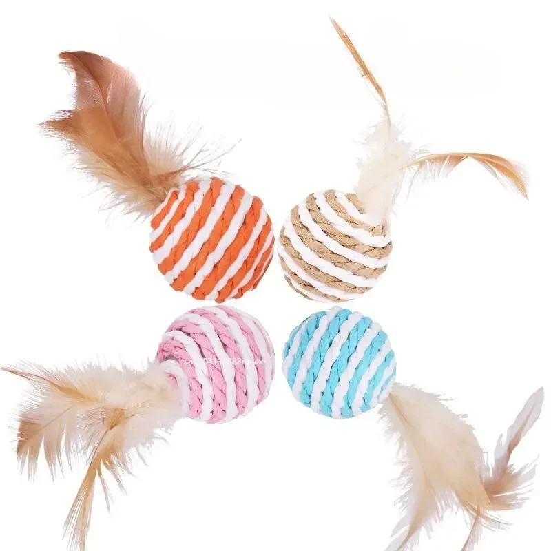 jouets interactifs pour chat - Balle sisal - Plume