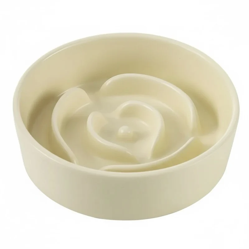 Gamelle anti glouton chat - Céramique design spirale - Fleur