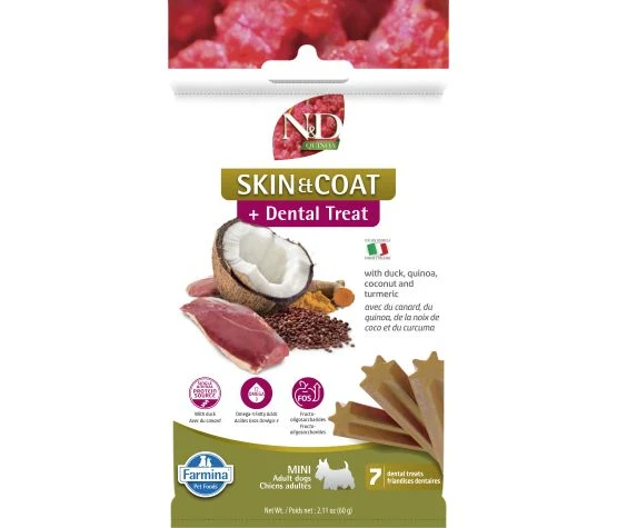 Farmina N&d Quinoa - Skin & Coat, Duck, Dental Treats For Dogs - Mini 60g