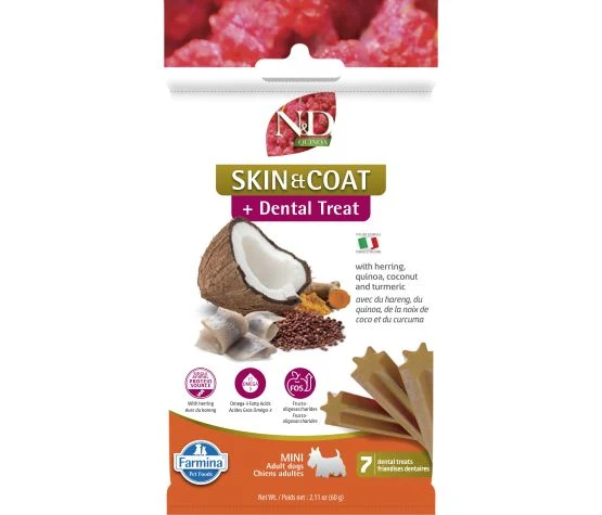 Farmina N&d Quinoa - Skin & Coat, Herring, Dental Treats For Dogs - Mini 60g