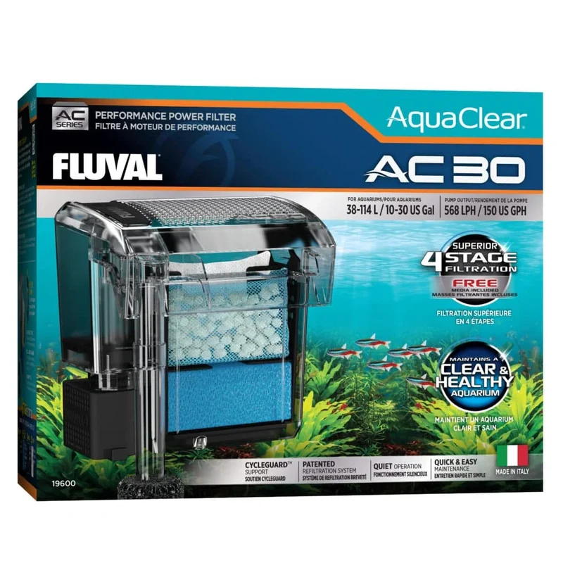Fluval Aquaclear AC30 Power Filter, 10-30 US Gal / 38-114 L