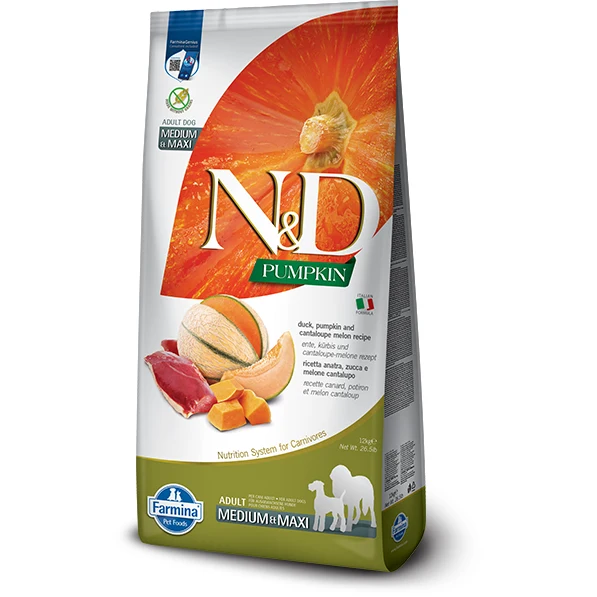 Farmina N&D Pumpkin - Adult Duck & Cantaloupe Melon - Medium/Large Dog Food 26.4lb
