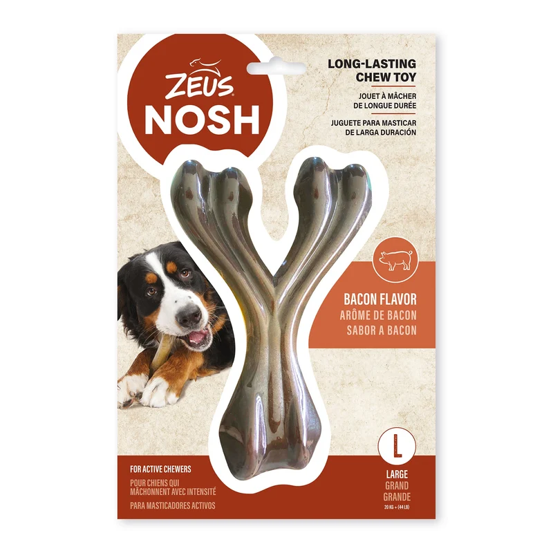Nosh zeus os à mâcher robuste arôme de bacon pour chiens