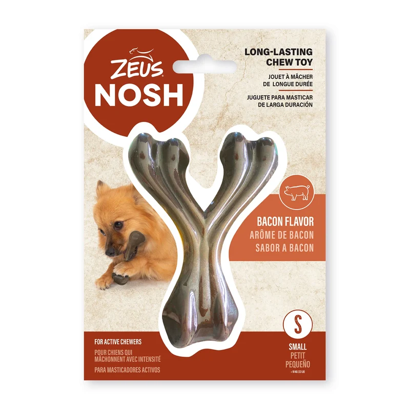 Nosh zeus os à mâcher robuste arôme de bacon pour chiens