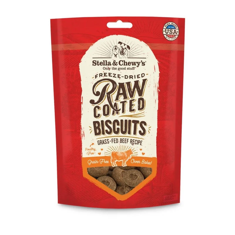 Stella & Chewy's Raw Coated Biscuits Dog Treats - Grass-Fed Beef Recipe (9oz)