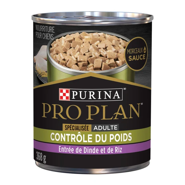 Conserve Contrôle de Poids pour Chiens Adultes Entrée de Dinde & Riz en Sauce