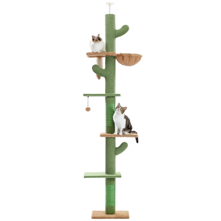 Arbre à chat sol plafond avec plateformes, hamac et poteau en sisal
