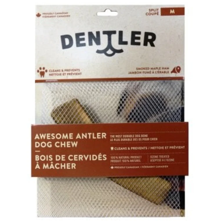 Dentler Smoked Maple Ham Antler Dog Chew - Split