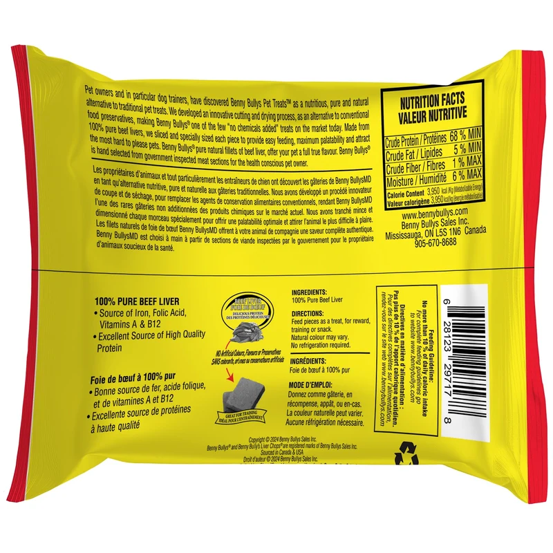 Benny Bully's Mini Chops - Foie de Boeuf Pur - Gâteries Lyophilisées pour Chats