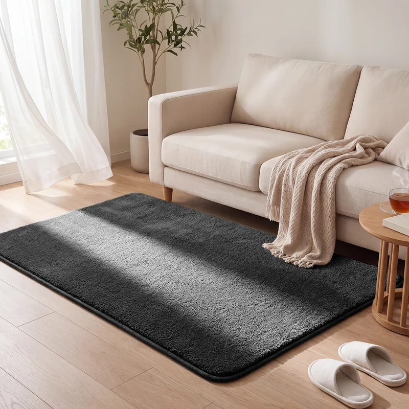 Tapis de salon poils ras doux antiderapant 120x160cm uni anthracite