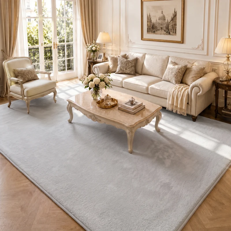 Tapis de salon poils ras doux antiderapant 240x340cm uni gris