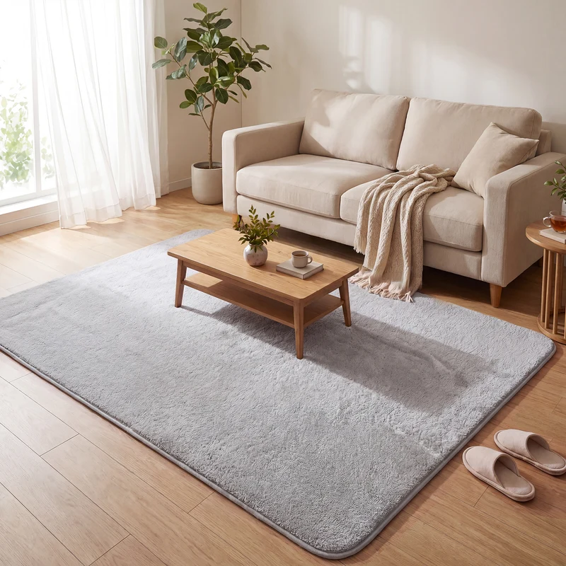 Tapis de salon poils ras doux antiderapant 160x230cm uni gris
