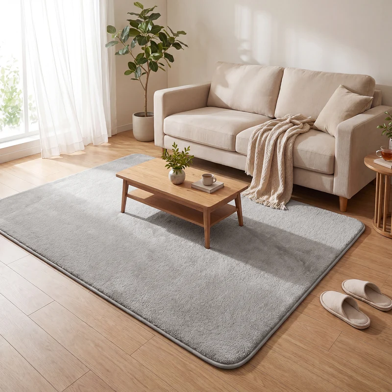 Tapis de salon poils ras doux antiderapant 140x200cm uni gris