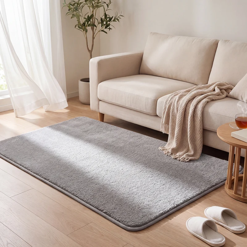 Tapis de salon poils ras doux antiderapant 120x160cm uni gris