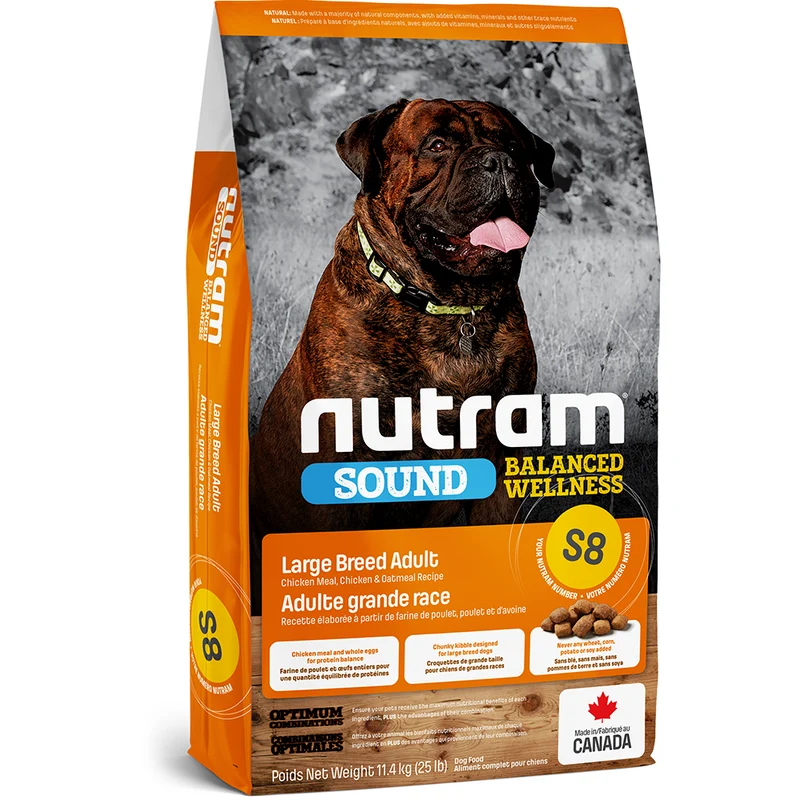 Nutram S8 Sound Balanced Wellness - Adult Large Breed Natural Dog Food (25lbs)