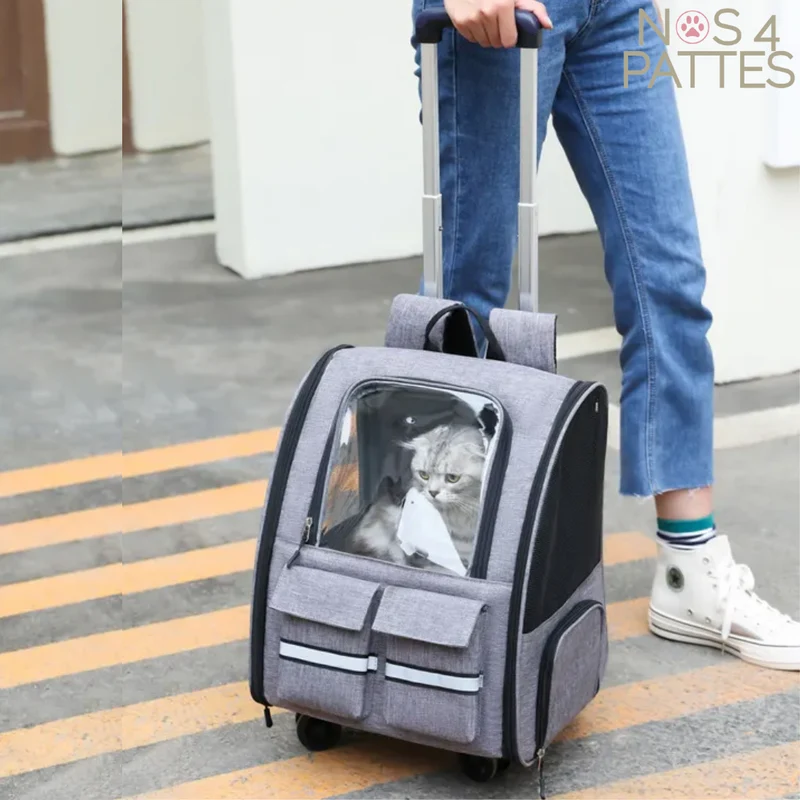 Sac à dos à roulettes pour chien & chat – Transport facile et sécurisé