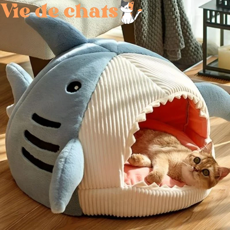 Niche pour Chat Requin Apaisante et Fermée FluffyShark™