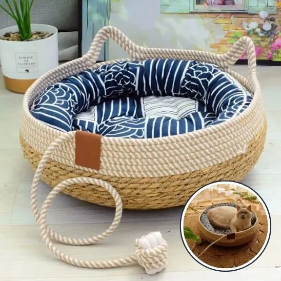 Panier en osier pour chat - RattanCat™