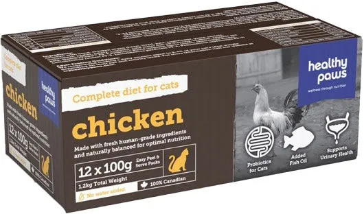Healthy Paws - Poulet - Nourriture Crue Congelée pour Chats