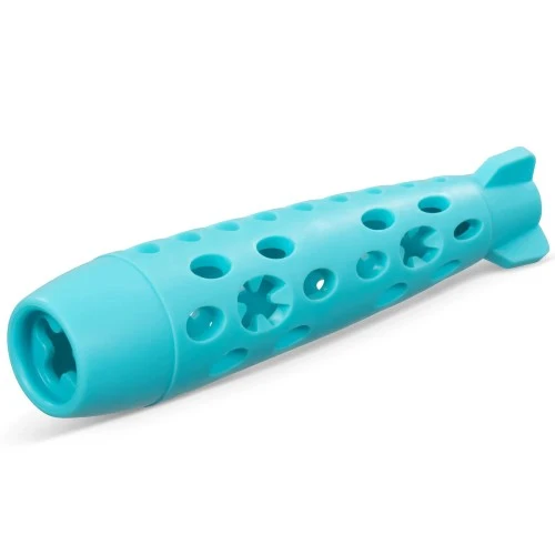 Messy Mutts ''Totally Pooched, Stuff N'chew'' Jouet fusée pour chien - Bleu